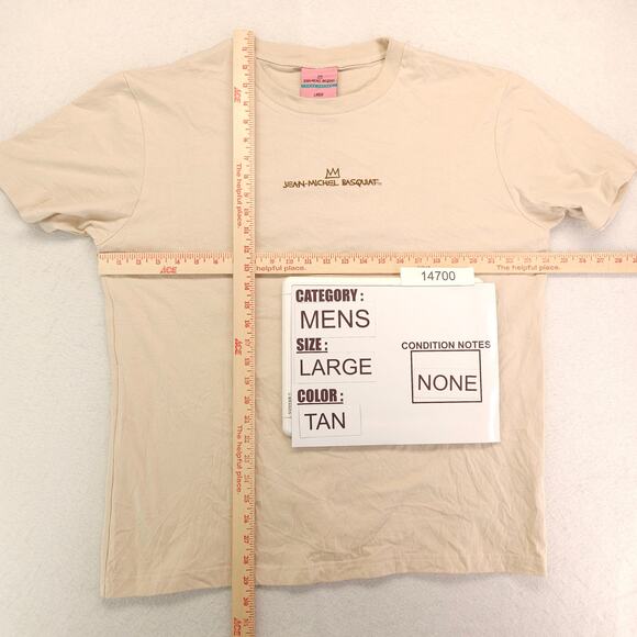 Jean Michel Basquiat Crew Neck Short Sleeve T-Shirt Mens Size Large L Tan - Picture 5 of 9